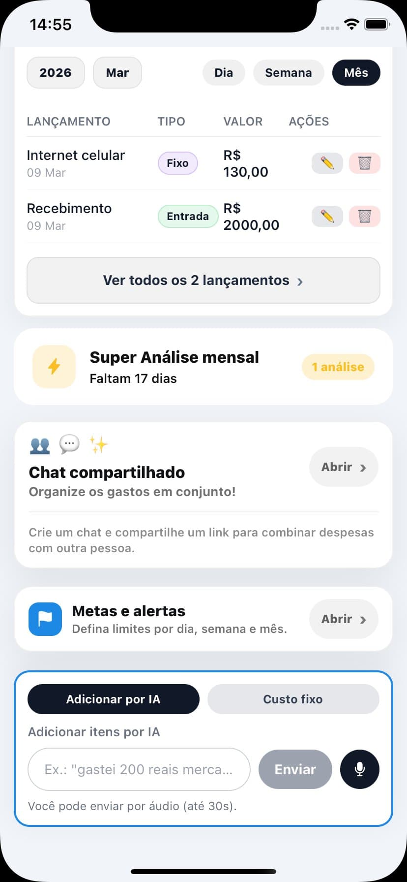 PeaceMoney tela lista